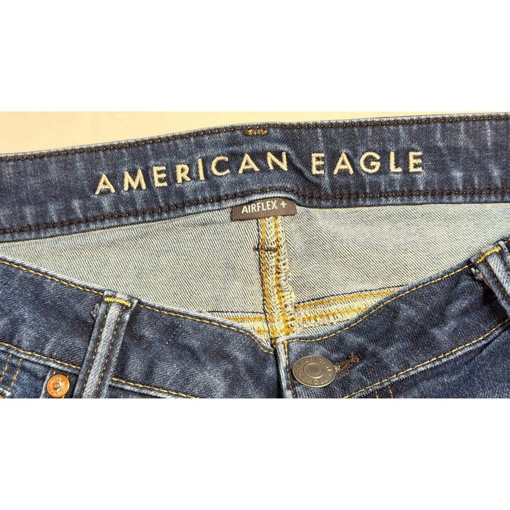 American Eagle Airflex+ Slim Straight Dark Wash Jeans Mens 36x32 Indigo 6249 - Picture 4 of 8
